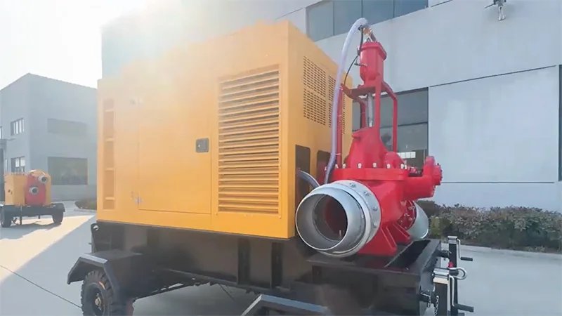 Pompe à double aspiration montée sur remorque