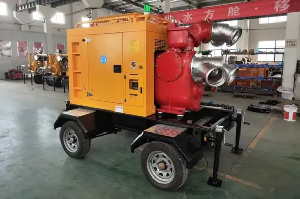 Pompe auto-amorçante montée sur remorque